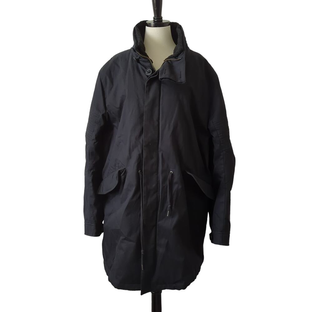 Helmut Lang Jacket Black XL Winter Coat Cargo Utility Hooded Parka Heavy Long - Picture 3 of 16
